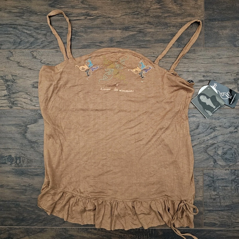 Baby‎ Phat Kimora Lee Simmons Size XL  Brown Tank Top Sequins Y2k Style NWT